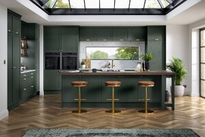 Green Shaker Kitchen Units - 53 Piece L-Shape Set with Blum Hinges