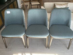 Ex-Display Bespoke Blue Boucle Dining Chairs Set of 3
