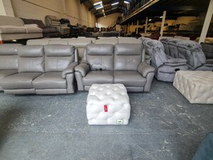 Ex-Display Sofa Workshop Tuft Buttoned Small Footstool in Cream Linen Fabric