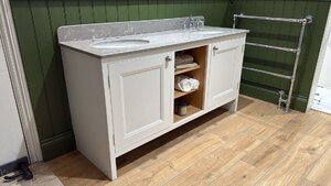 Ex-Display Painted Wood Double Vanity Unit With Lefroy Brooks Under Mount Basins