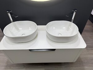 Catalano Green Up+120 Countertop Basin Mixer Tap and Pearl Cro Basin with Cabinet