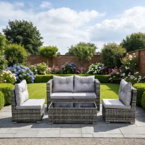 Linea 4 Piece Rattan Garden Sofa Set With Coffee Table - Grey (Ex-Display)