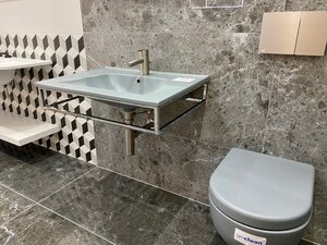 Ex-Display - Flaminia 70cm Bloom Basin, Frame & WC - Lava Grey
