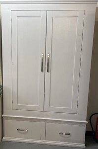 Ex-Display Larder Cupboard, Grey Painted Pine Kitchen Storage Cabinet