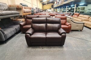 Ex-Display La-Z-Boy Dark Brown Leather Electric Recliner Two Seater Sofa