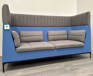Allermuir Haven 2 Seat Blue And Grey Office Privacy Booth Sofa Seating Area Ex-Display