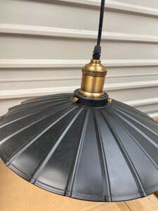 Black Ribbed Pendant Antique Brass - Ex-Display
