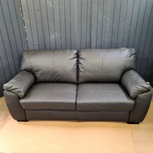 3 Seater Leather Sofa, Chocolate, Argos Home Milano - Ex-Display Unboxed (Rips)
