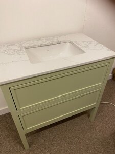 Oxun Ex-Display 800mm Bathroom Vanity Unit, Oak Drawer Boxes with Quartz Top and Basin