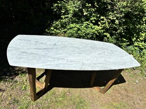 Oak Furnitureland Islington Marble and Acacia Wood Dining Table Ex-Display