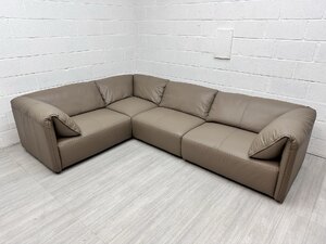 Ex-Display Sofology Tessuto Taupe Leather Corner Sofa