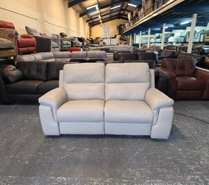 Ex-Display Nivola Italian Cream Leather Electric Recliner 2 Seater Sofa