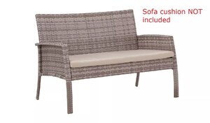 2 Seater Rattan Effect Grey Garden Sofa - Argos Lucia Ex-Display (No Cushion)