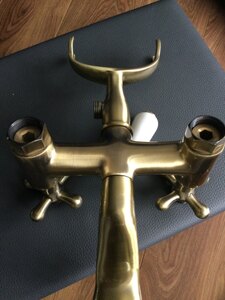 Heritage Victorian Bath/Shower Mixer with 1/4 Turn Taps - Antique Gold (Ex-Display)