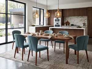Porada Astrid Contemporary Dining Chair - Ex-Display Textured Blue Grey