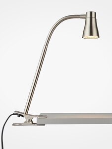 John Lewis Metal Clip Table Lamp, Satin Nickel Finish - Ex-Display