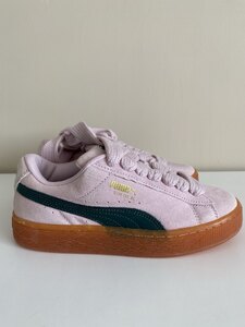 Puma Suede XL UK3 Junior Pink Green Gum Gold Lace Up New Ex-Display No Box