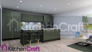 Hacker Handleless Scala Kitchen in Olive Green - Brand New Units