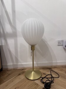 Mouth Blown Glass Lamp Shade Table Lamp With Brass Base - Ex-Display