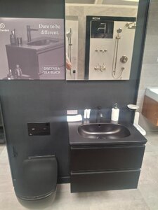 Ideal Standard Black Bathroom Vanity Unit With Basin And Wall Hung Pan