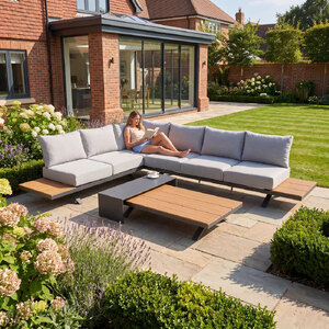 Ex-Demo Candour Santorini Aluminium & Polywood Corner Sofa Garden Furniture Set