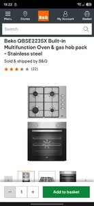 Beko QBSE223SX Built-In Multifunction Oven & Gas Hob Pack - Ex-Display