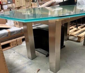 Ex-Display Nicholas Anthony Glass and Chrome Dining Table