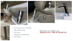 Crosswater Shoot Ex-Display Tap Set in Chrome with Bath Mixer and Basin Tap
