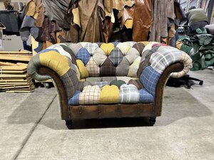 Ex-Display 1.5 Seater Multicoloured Patchwork Chesterfield Snuggle Chair