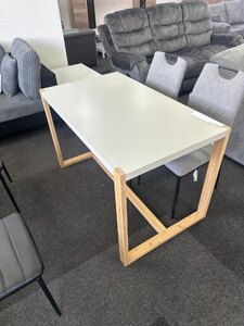 Modern White & Bamboo Dining Table - Ex-Display
