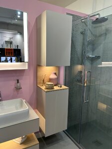 Ex-Display Duravit Qatego Tall Unit with Integrated Lighting, Taupe Matt
