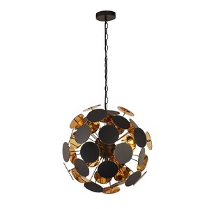 Discus 6 Light Pendant - Black Metal with Black and Gold Discs