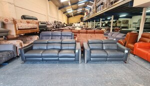 Ex-Display Torres Grey Leather Electric Recliner 4+2 Seater Sofas