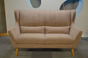Retro Mid Century LENA 2 Seater Sofa Wingback Pink Orange