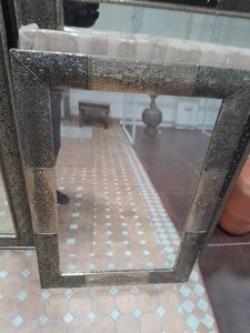 White Metal Moroccan Mirror, Ex-Display, 70 x 101cm