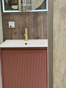 Ex-Display Wall Hung Washbasin Vanity Unit and Mirror, Terracotta