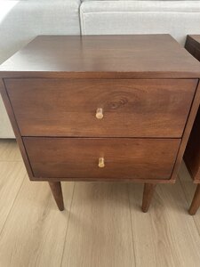Scandinavian Walnut Oslo 2 Drawer Bedside Table | Mid Century | Ex-Display