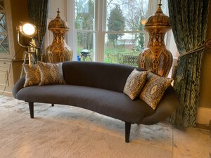 Ex-Display George Smith Bean Sofa, Graphite Grey Boucle Fabric