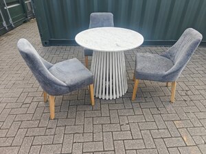 Oak Furnitureland Soho Marble Dining Table & 3 Chairs, Ex-Display