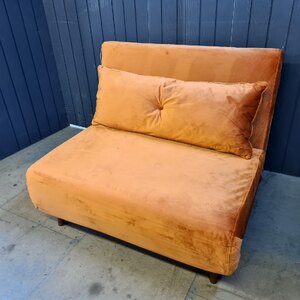 Small Double Velvet Orange Chairbed Clic Clac Habitat Roma - Ex-Display Unboxed