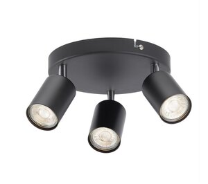 Verve Design Travis 3 Light Spotlight Plate Ceiling Light Black Ex-Display