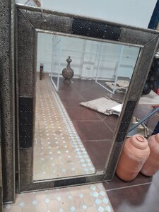 White Metal & Wood Moroccan Mirror Ex-Display - 80 x H120cm