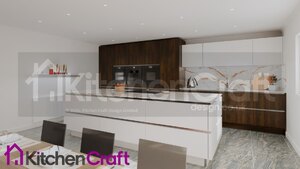Hacker Kitchen - Kingston in Dark Walnut & Porto in Polar White - New