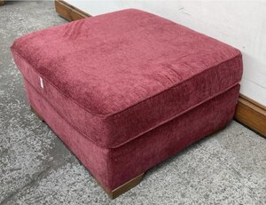 NEXT Upholstered Storage Footstool in Chenille Rasberry, Ex-Display