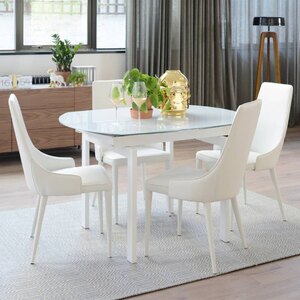 Dwell Lexington Extending Dining Table, White Glass Ex-Display