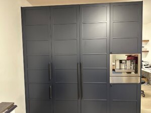 Ex-Display Bespoke Larder Cabinet in Black with Crittal Style Doors