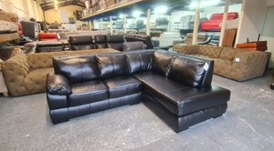 Ex-Display Marlow Black Leather Chaise Corner Sofa