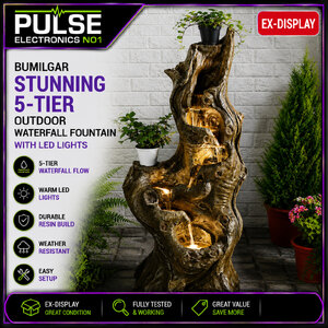 Bumilgar 5-Tier Outdoor Waterfall Fountain with LED Lights, Garden Patio Ex-Display