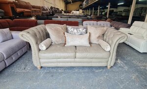 Ex-Display Persia Beige Leather 3 Seater Sofa
