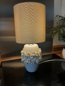 Ceramic White Floral Table Lamp, 44cm Tall, Ex-Display Model